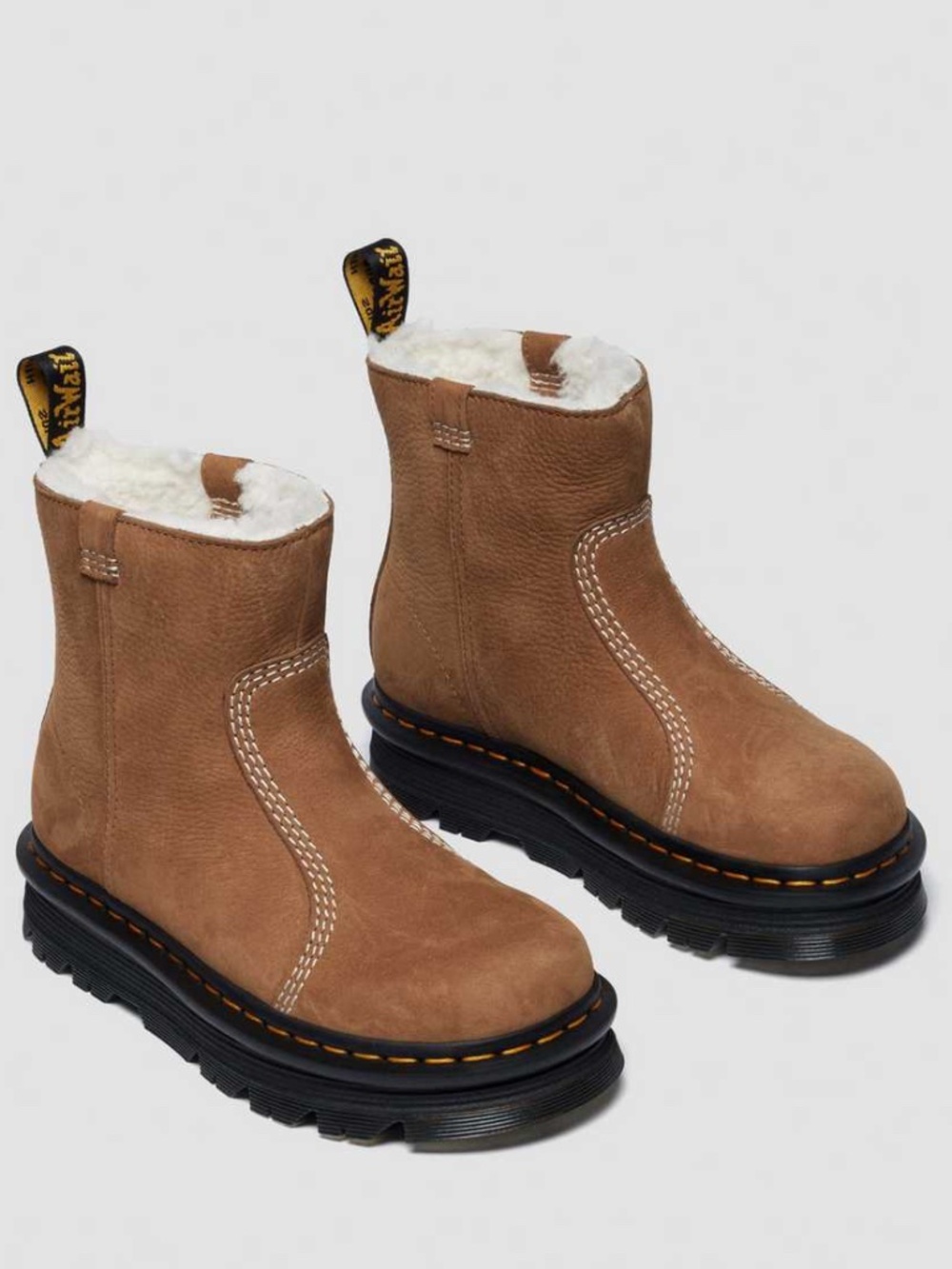 Dr Martens Zebzag Rigger Warm Lined Nubuck Boots Womens 10 Brown NWOB